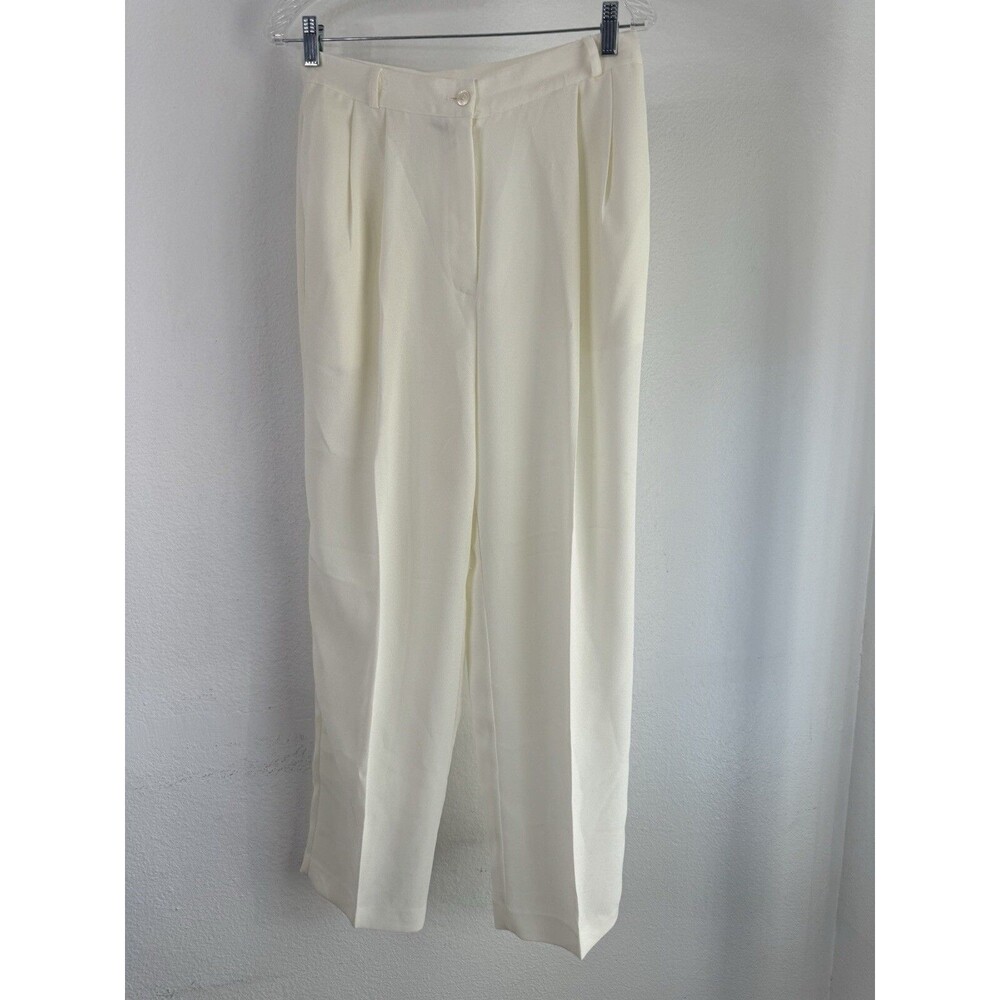 Delicia White Dress Pants Mother Of Pearl Color Button Size 12 Vintage